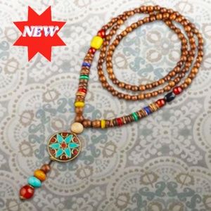 Handmade Beads Mala Necklace Ethnic Nepalese Flower Boho